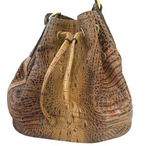 Brahmin Authentic Hobo Handbag - Leather Drawstring Closure - EUC - Brown